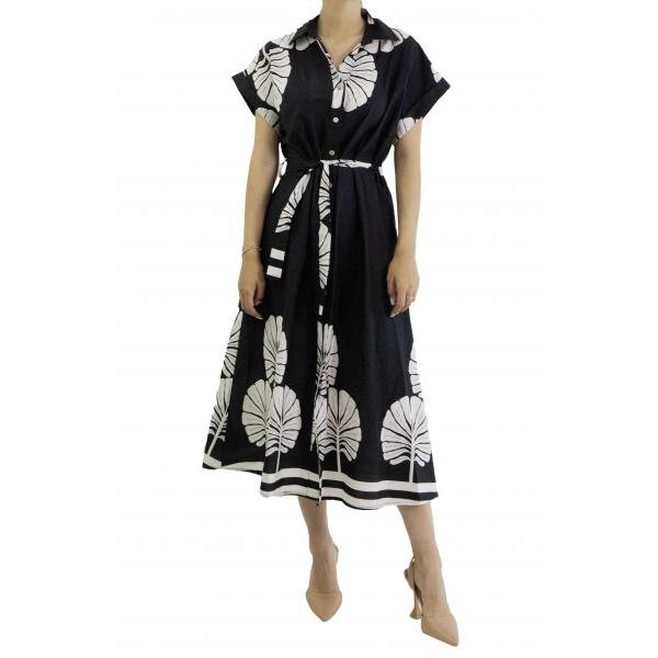 Vestito lungo fantasia manica corta 